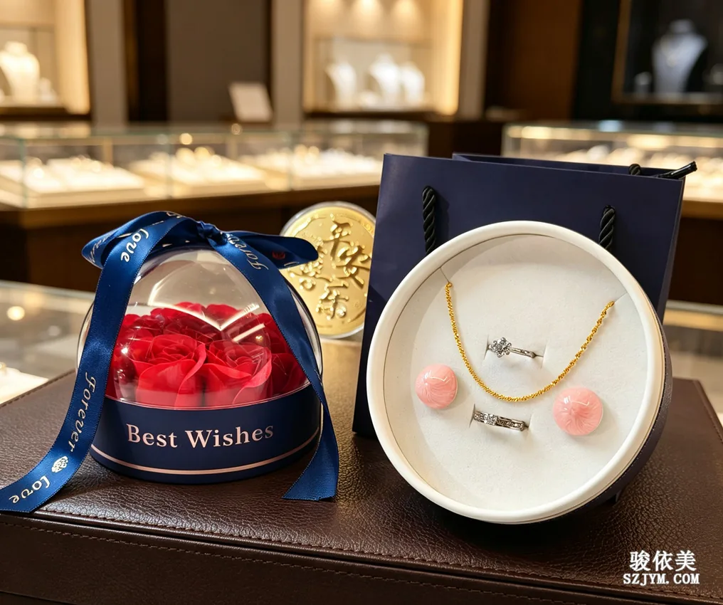 Junyimei Jewelry Store's Romantic Preserved Flower Gift Box and Exquisite Greeting Card, Conveying Love and Blessings SH60
