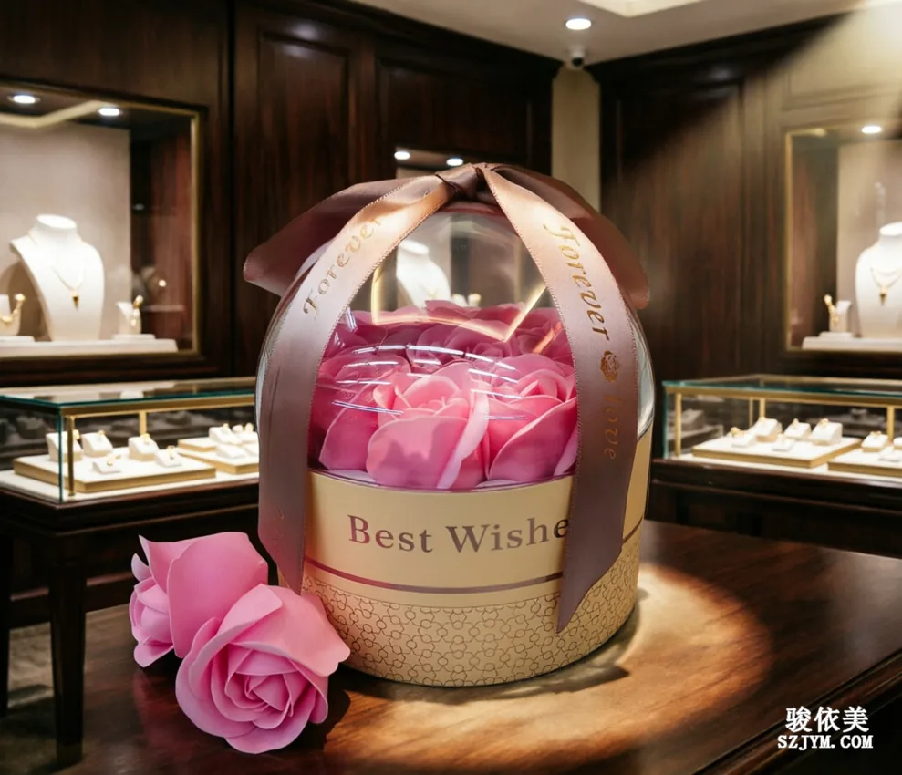 Junyimei Jewelry Store's Romantic Preserved Flower Gift Box and Exquisite Greeting Card, Conveying Love and Blessings SH60