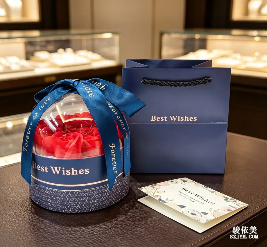 Junyimei Jewelry Store's Romantic Preserved Flower Gift Box and Exquisite Greeting Card, Conveying Love and Blessings SH60