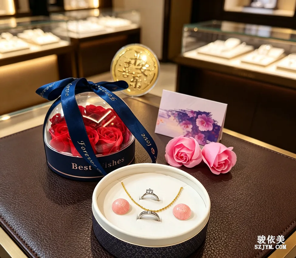 Junyimei Jewelry Store's Romantic Preserved Flower Gift Box and Exquisite Greeting Card, Conveying Love and Blessings SH60