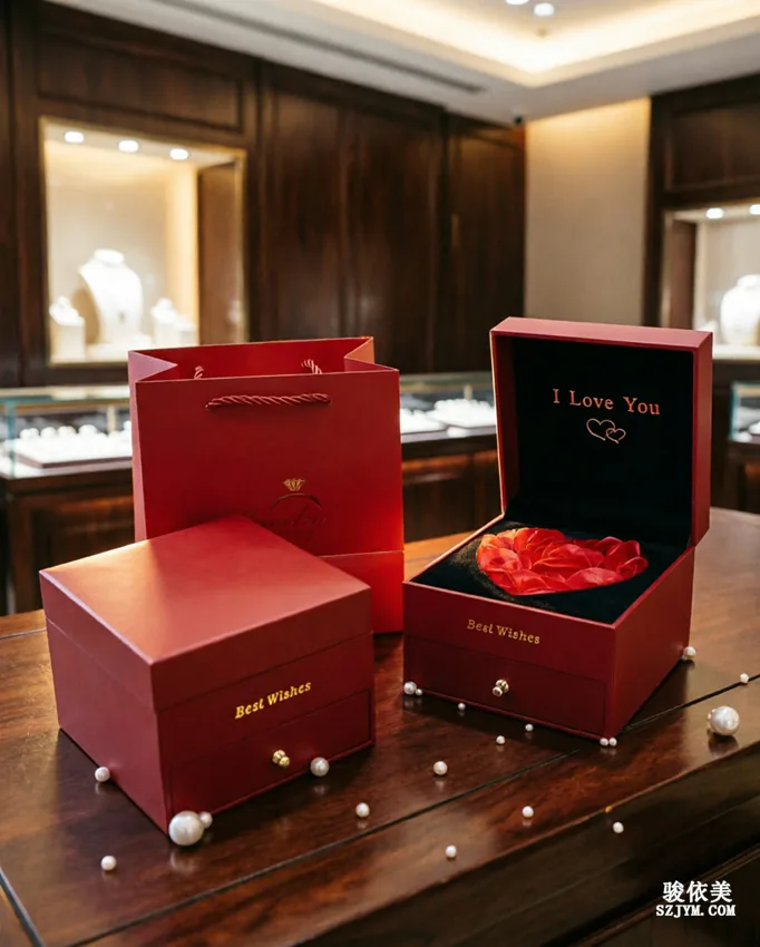 Junyimei Jewelry Store&amp;#039;s Red Heart-shaped Preserved Flower Gift Box with Gold Bracelets, Conveying Deep Love and Best Wishes SH61