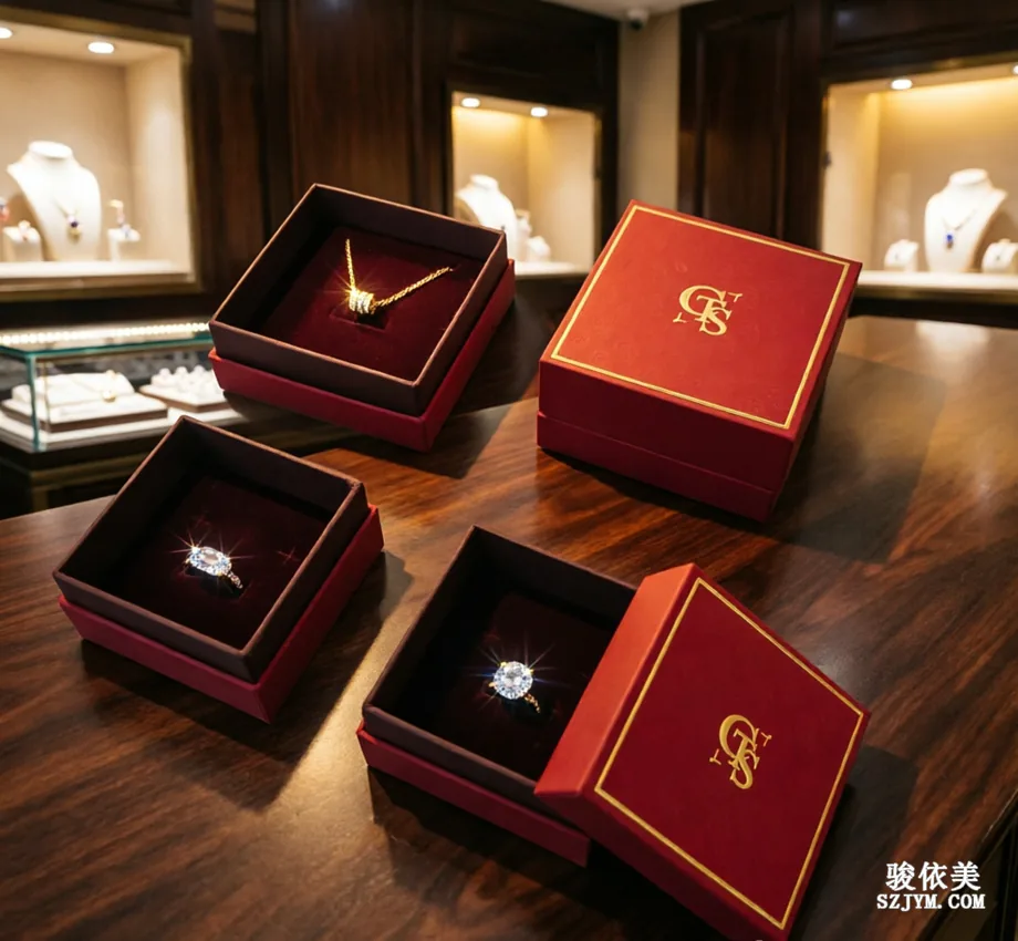 Red Box Diamond Jewelry: Necklace and Rings, Luxurious and Shining  SH62
